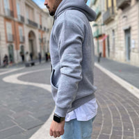 Thumbnail for Felpa grigia basic con cappuccio - FLAG STORE