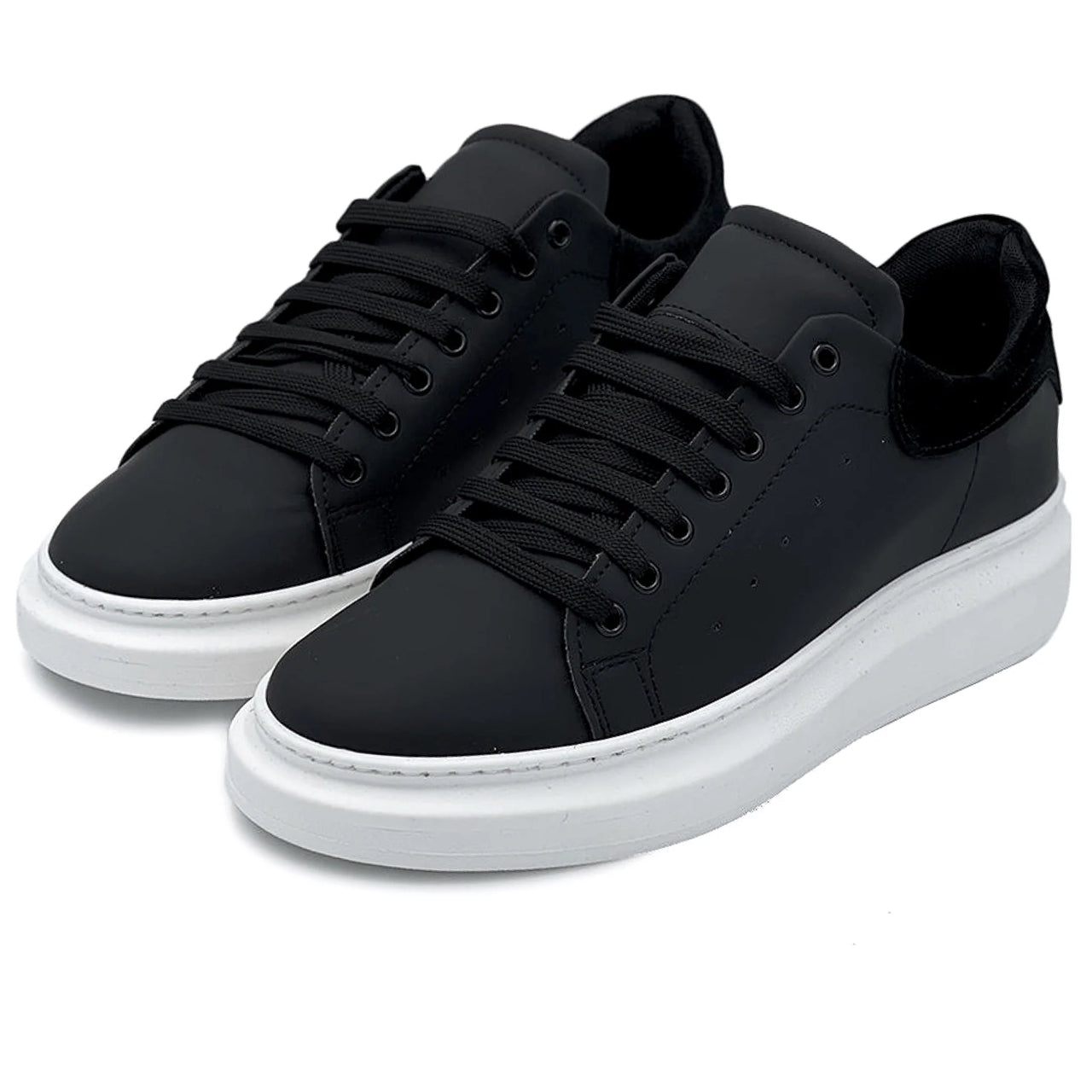 Sneakers nere in pelle con riporto nero camoscio - FLAG STORE