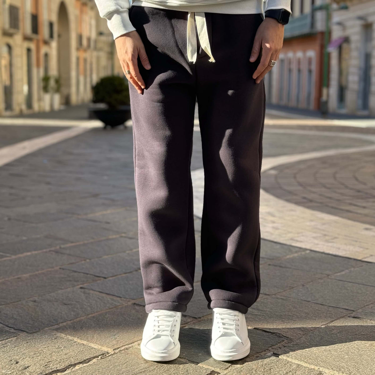 Pantalón de chándal de pierna ancha gris plomo - FLAG STORE