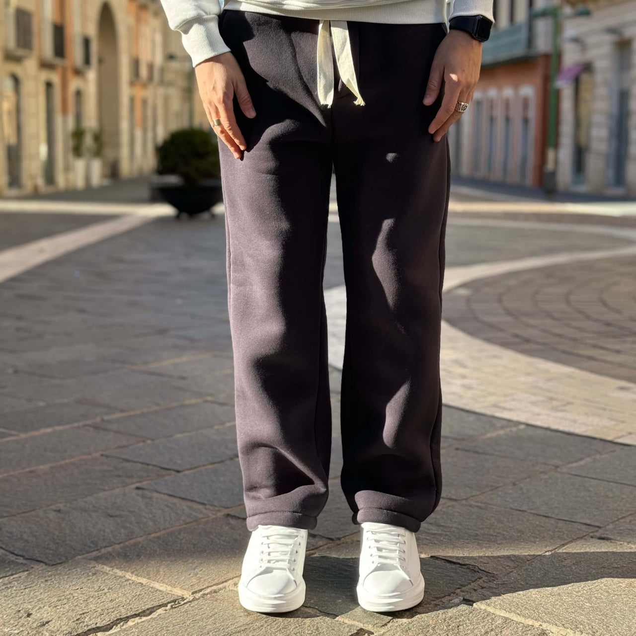 Pantalone tuta gamba larga grigio piombo - FLAG STORE