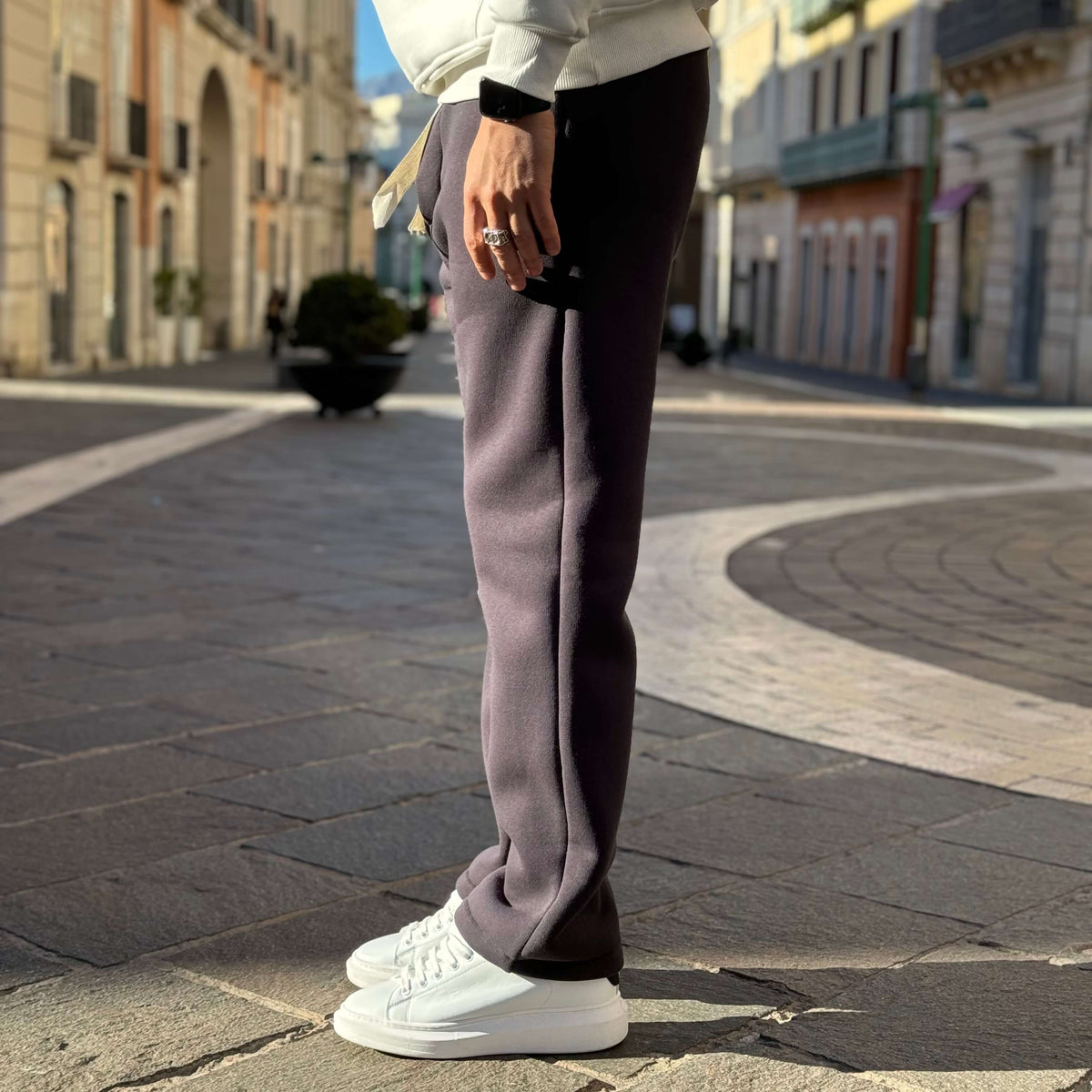Pantalón de chándal de pierna ancha gris plomo - FLAG STORE