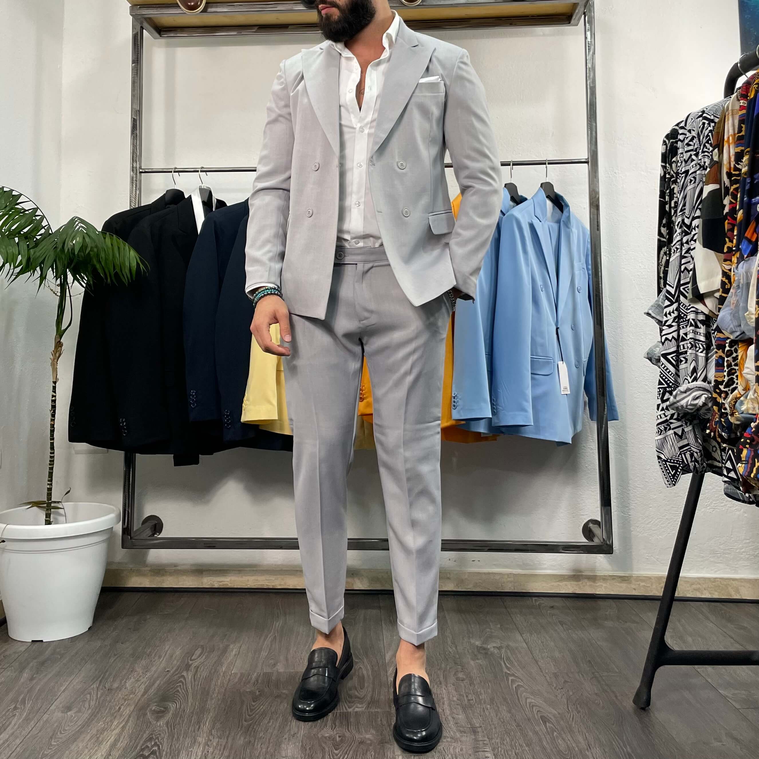 Gray double-breasted suit - FLAG STORE 
