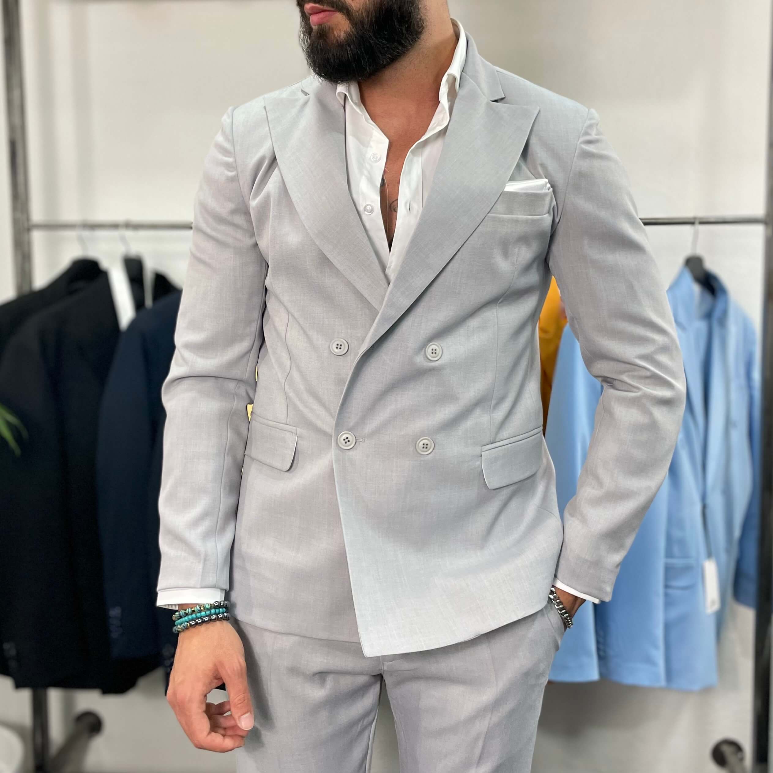 Gray double-breasted suit - FLAG STORE 