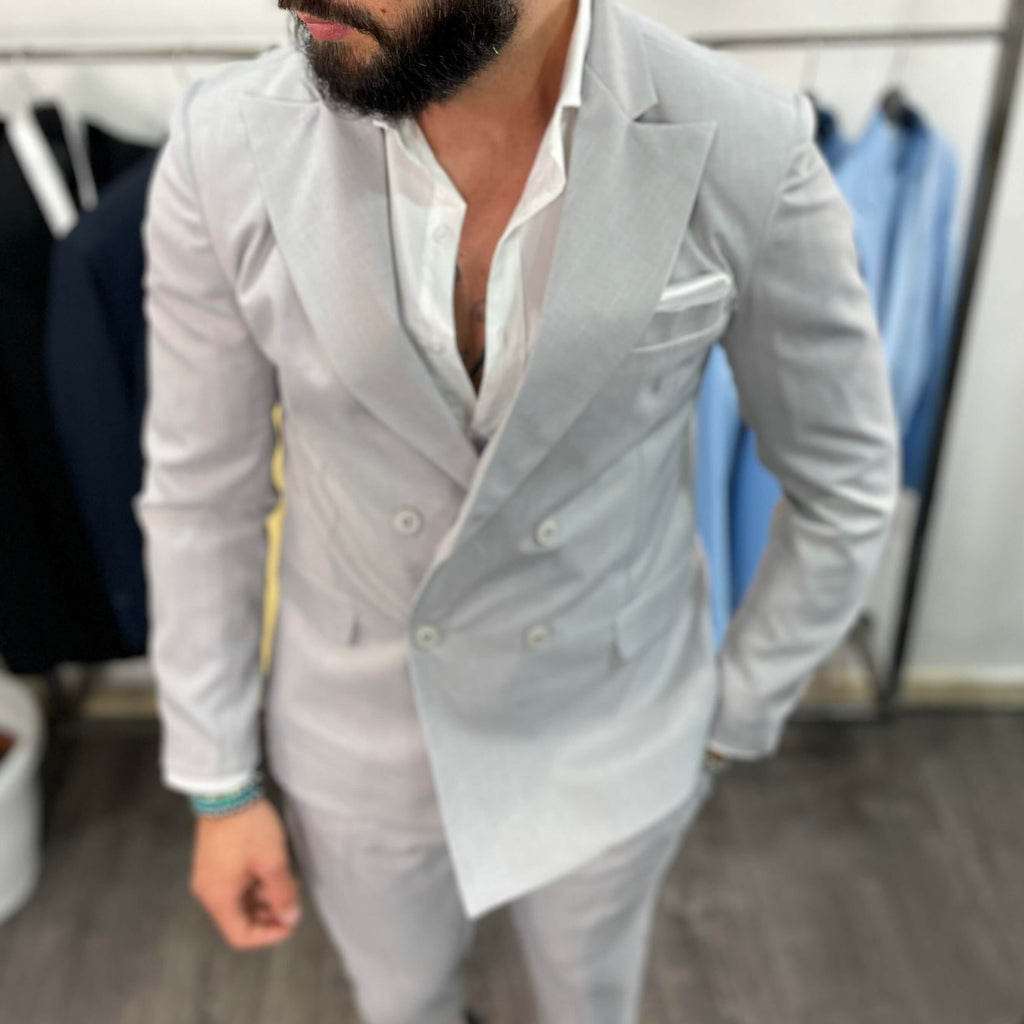 Gray double-breasted suit - FLAG STORE 