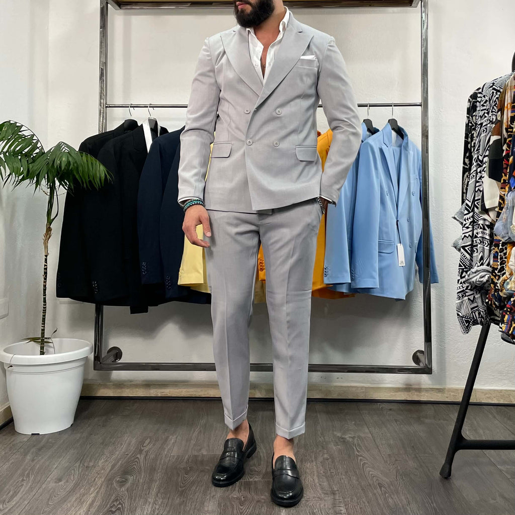 Gray double-breasted suit - FLAG STORE 