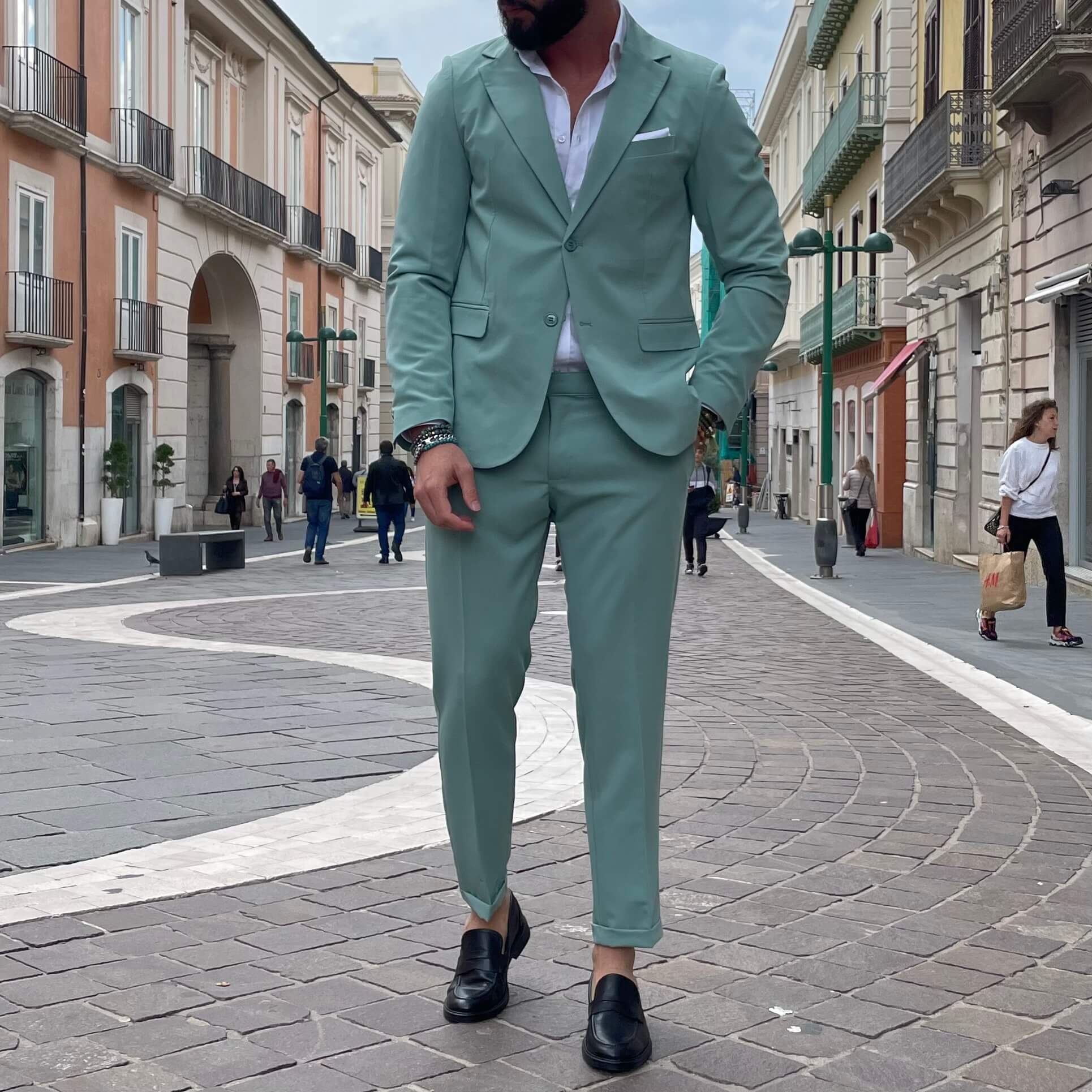 Aqua Green Single-Breasted Suit 2.0 - FLAG STORE 
