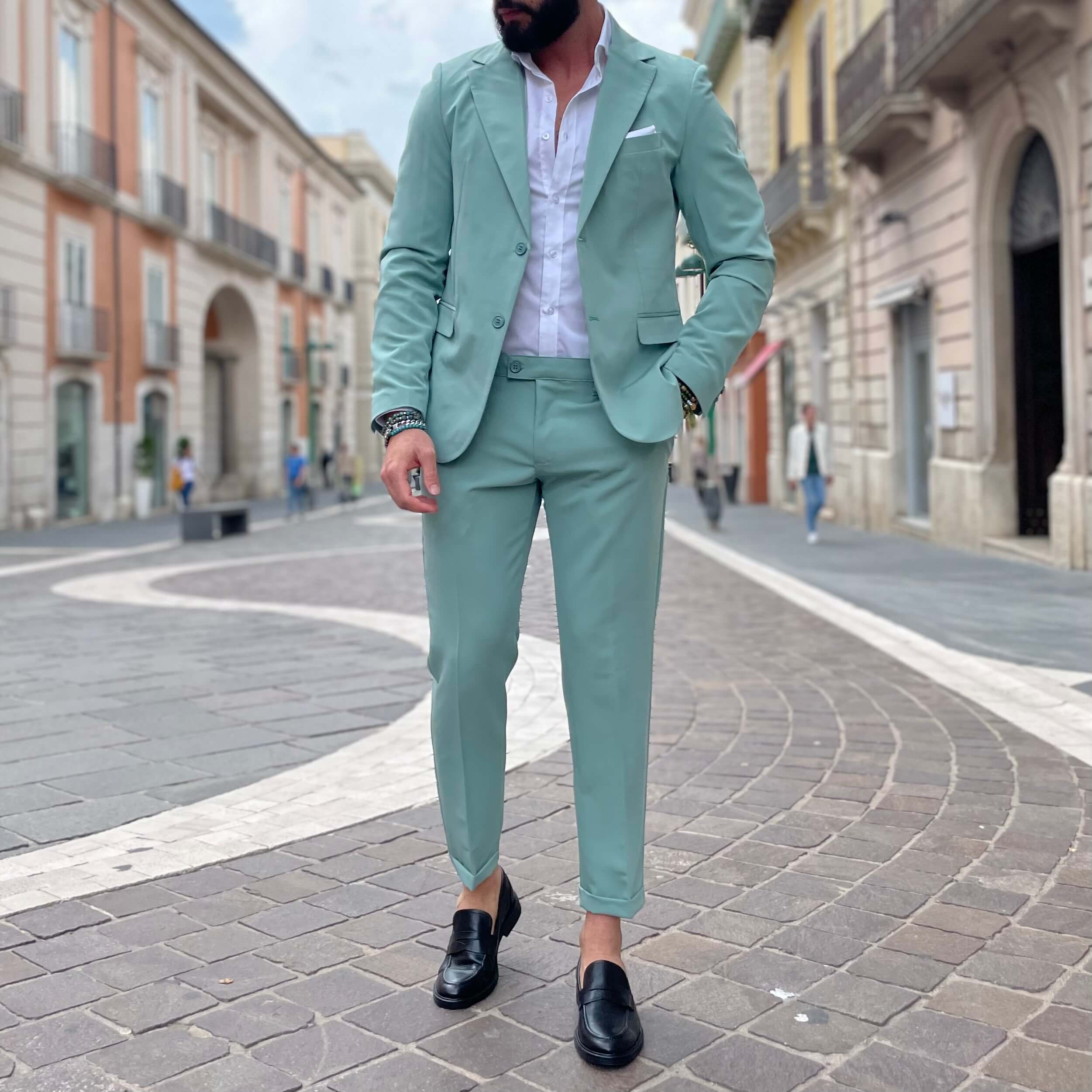 Aqua Green Single-Breasted Suit 2.0 - FLAG STORE 