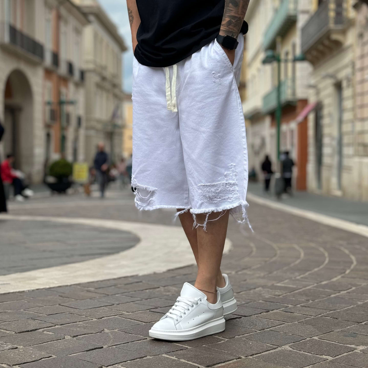 Bermuda bianco strappato 2.0 - FLAG STORE