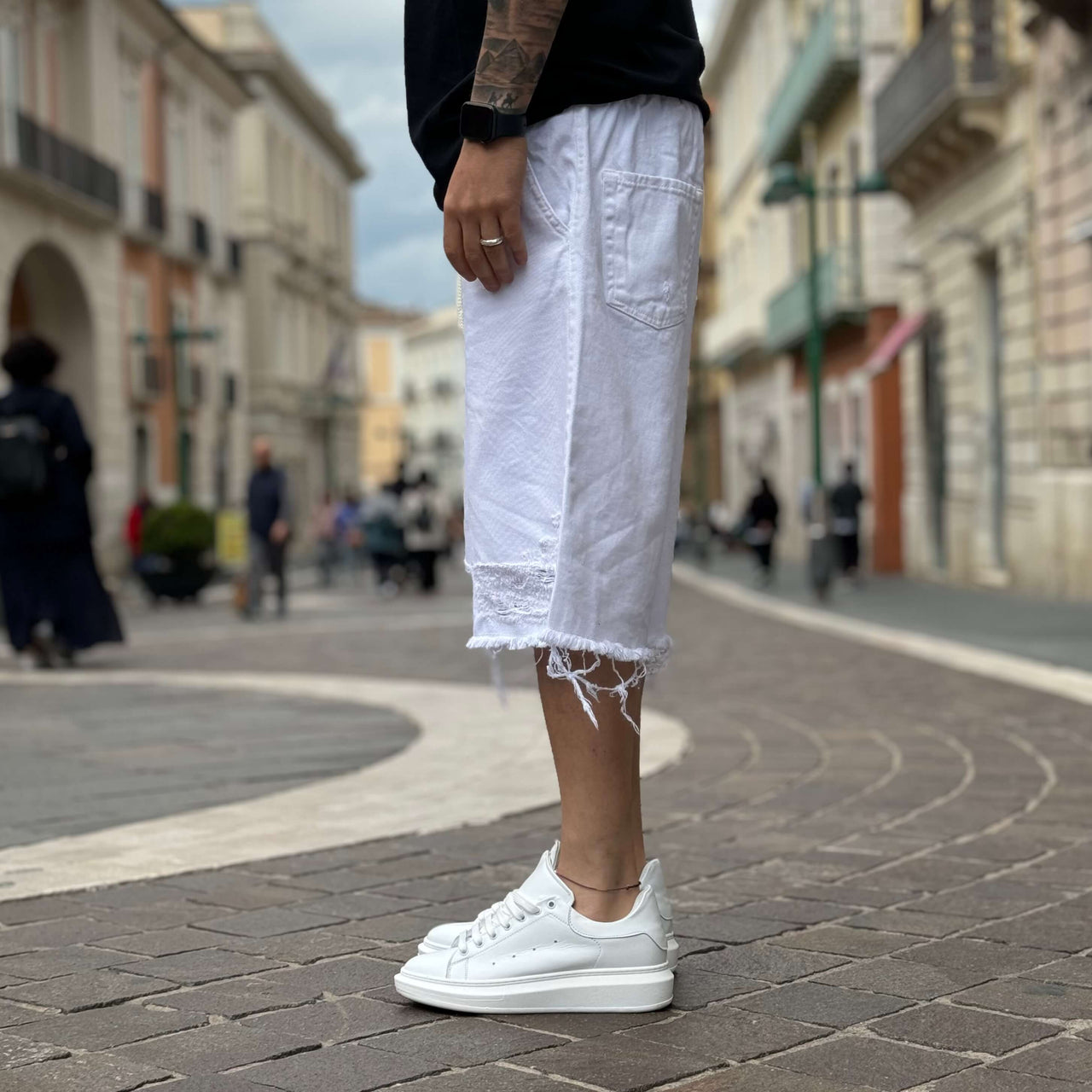 Bermuda bianco strappato 2.0 - FLAG STORE