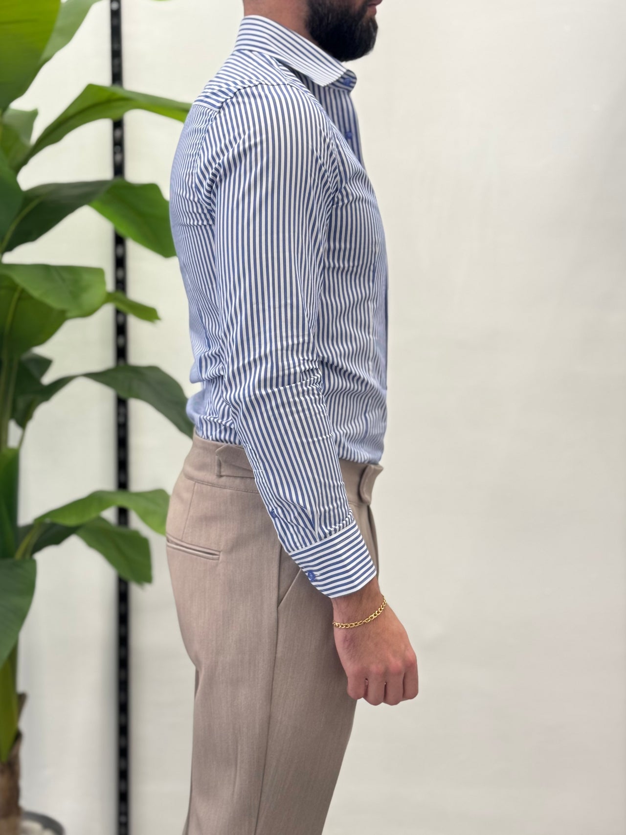 Camicia Slim a Righe Gold