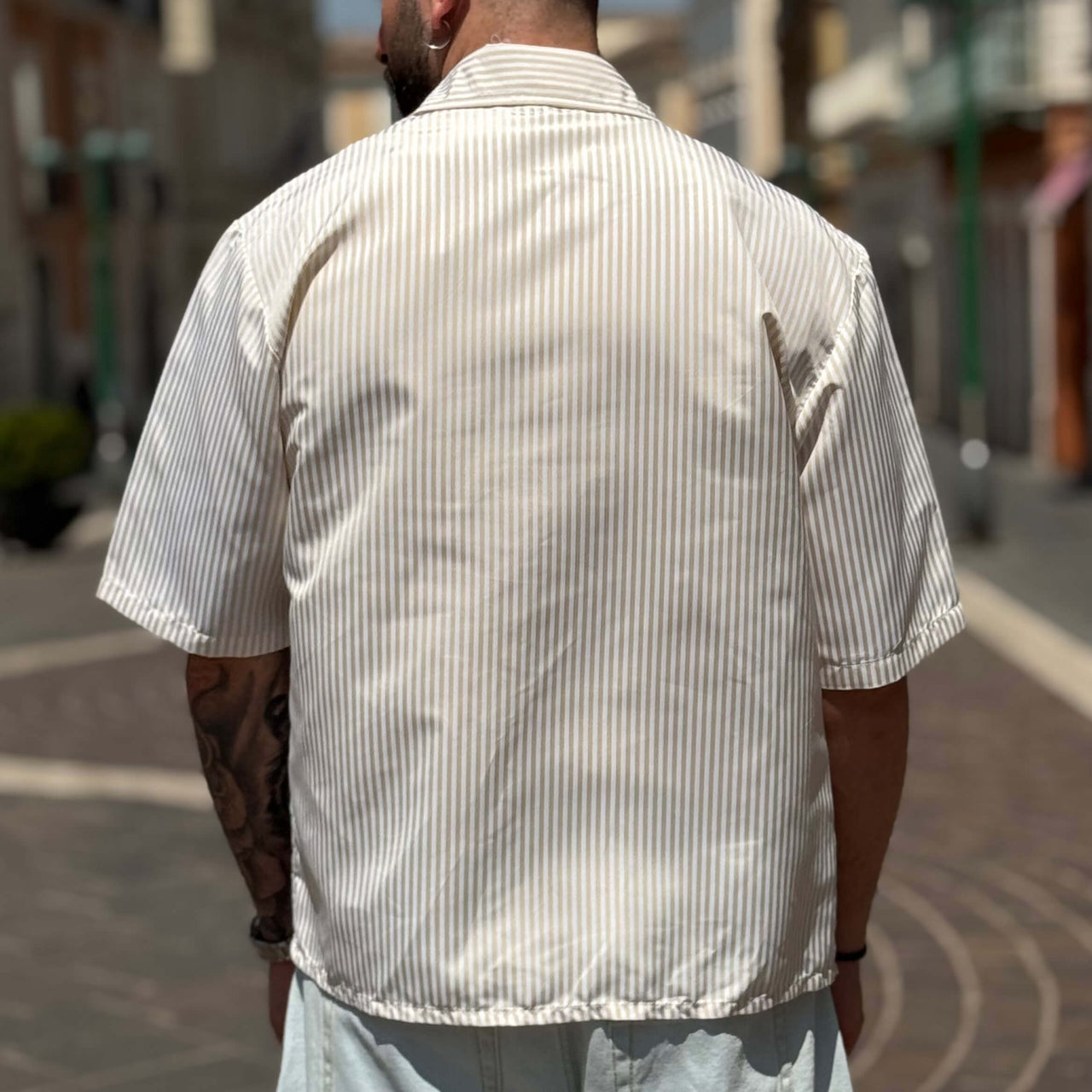 Camicia a righe boxy mezza manica