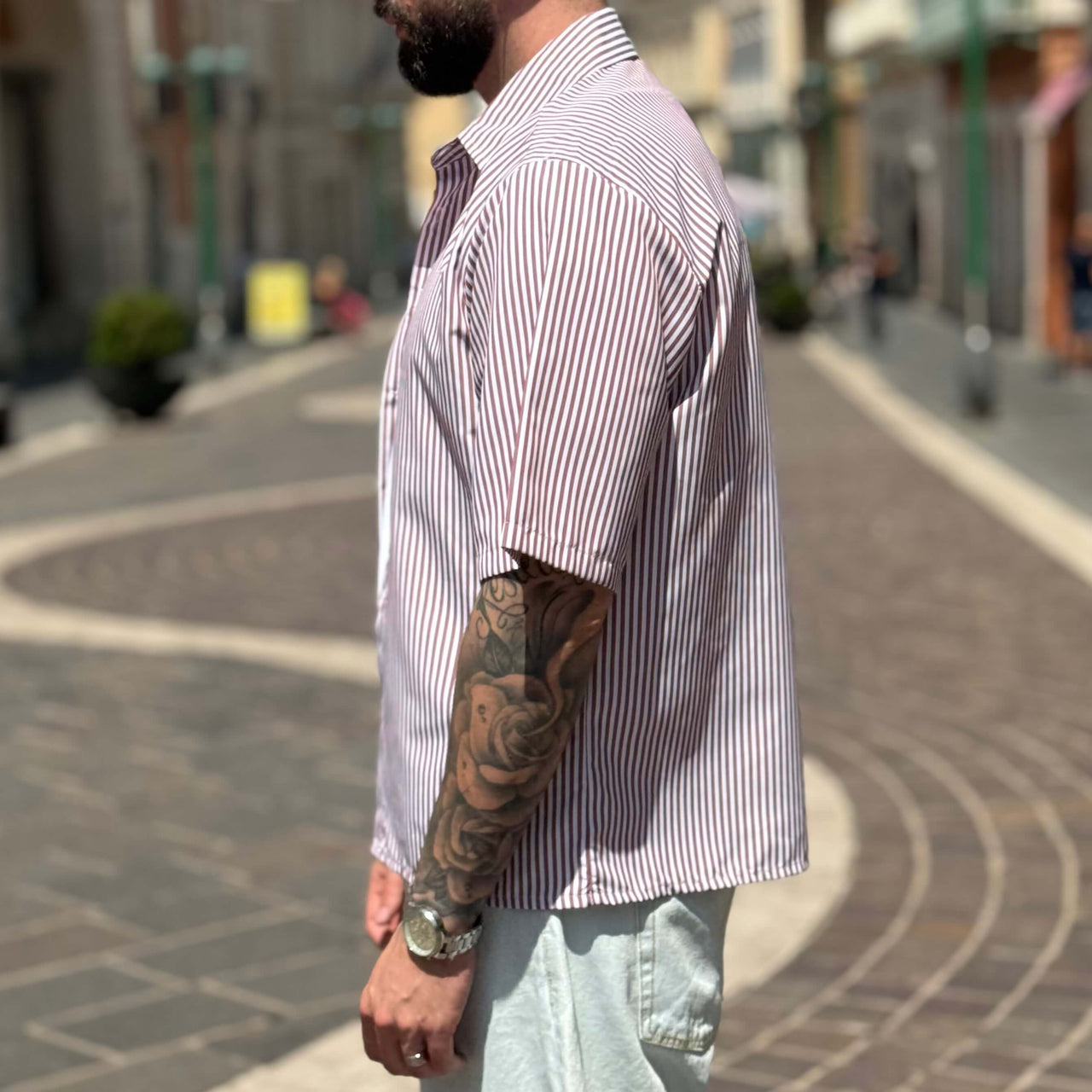 Camicia a righe boxy mezza manica