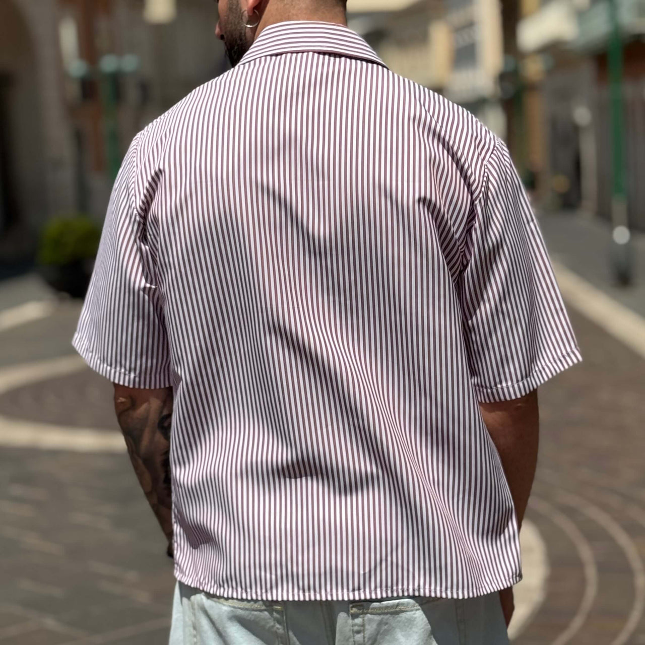 Camicia a righe boxy mezza manica