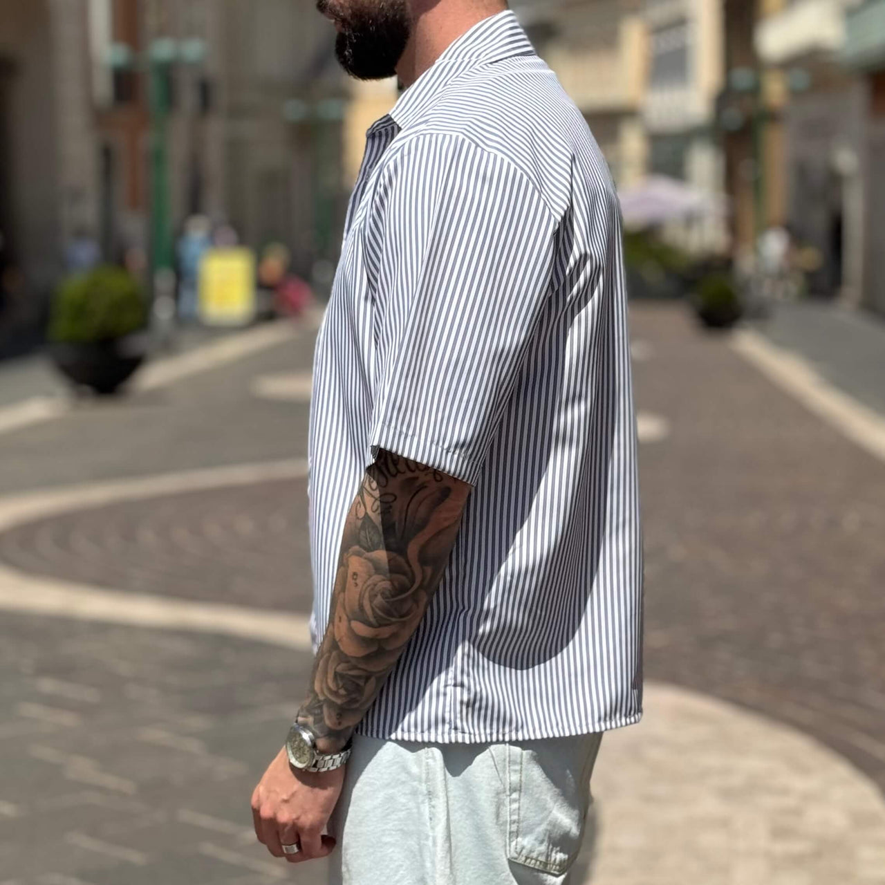 Camicia a righe boxy mezza manica