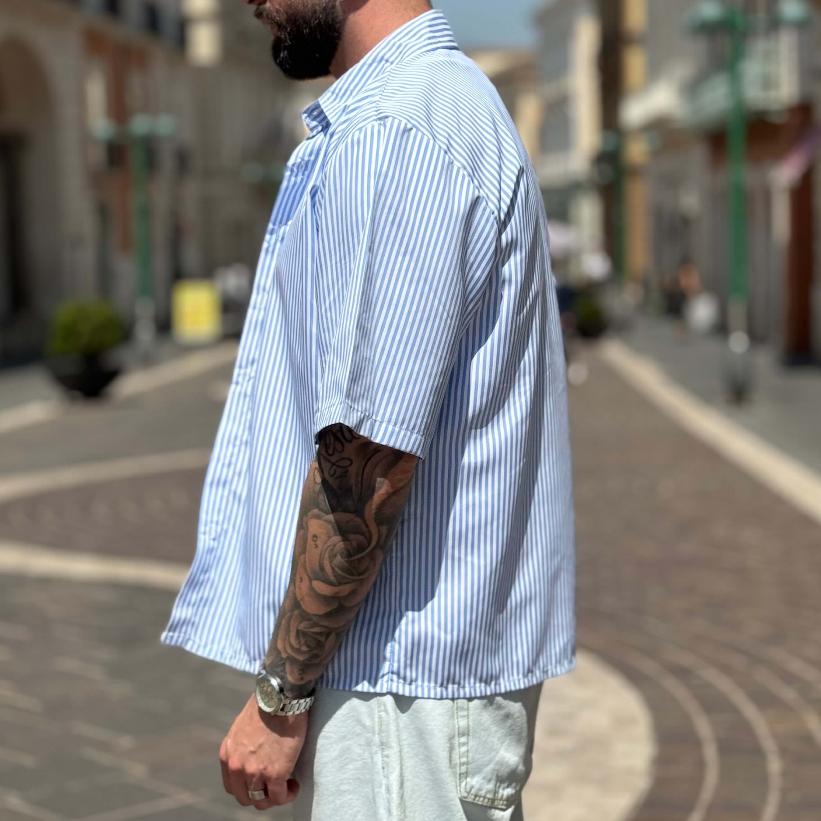 Camicia a righe boxy mezza manica
