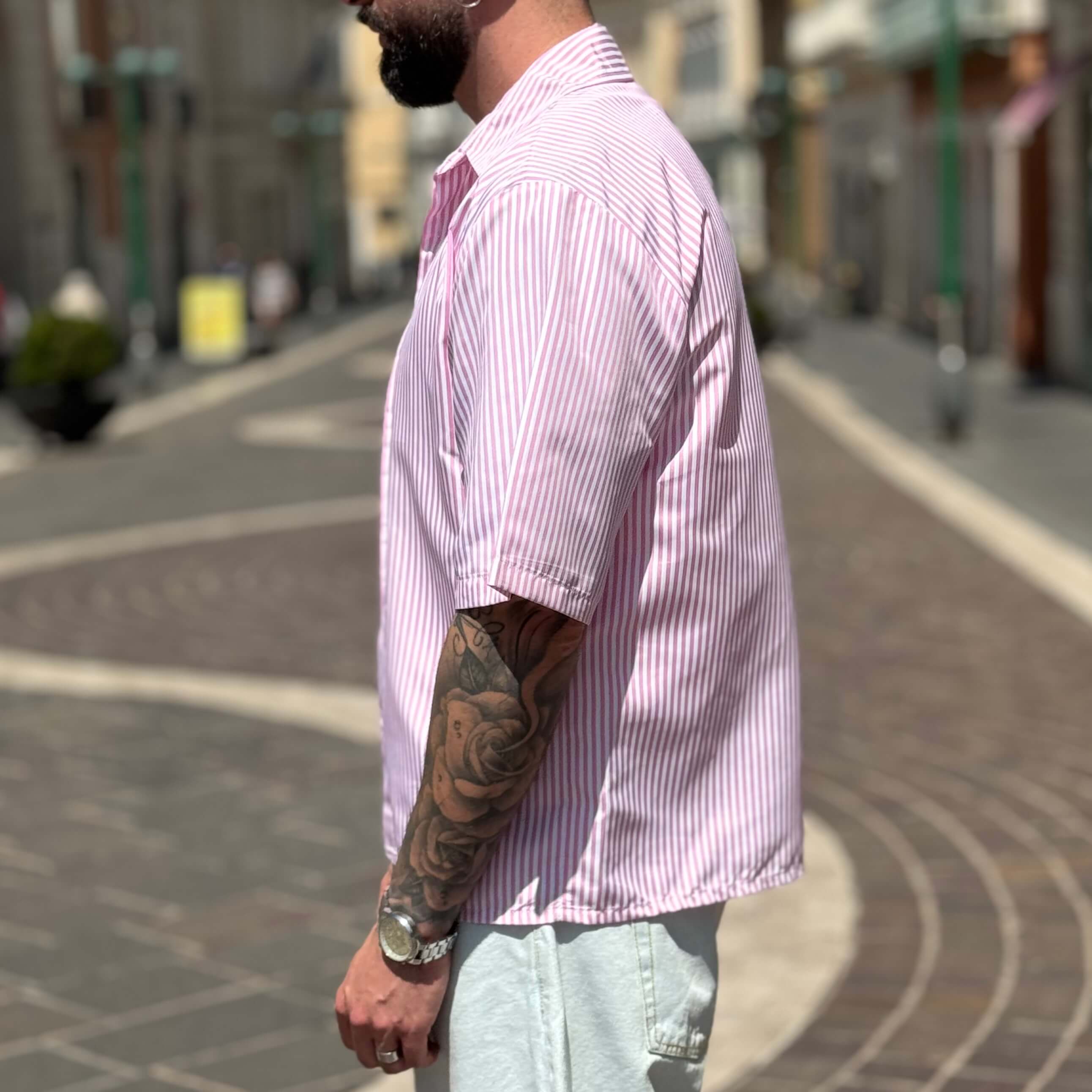 Camicia a righe boxy mezza manica