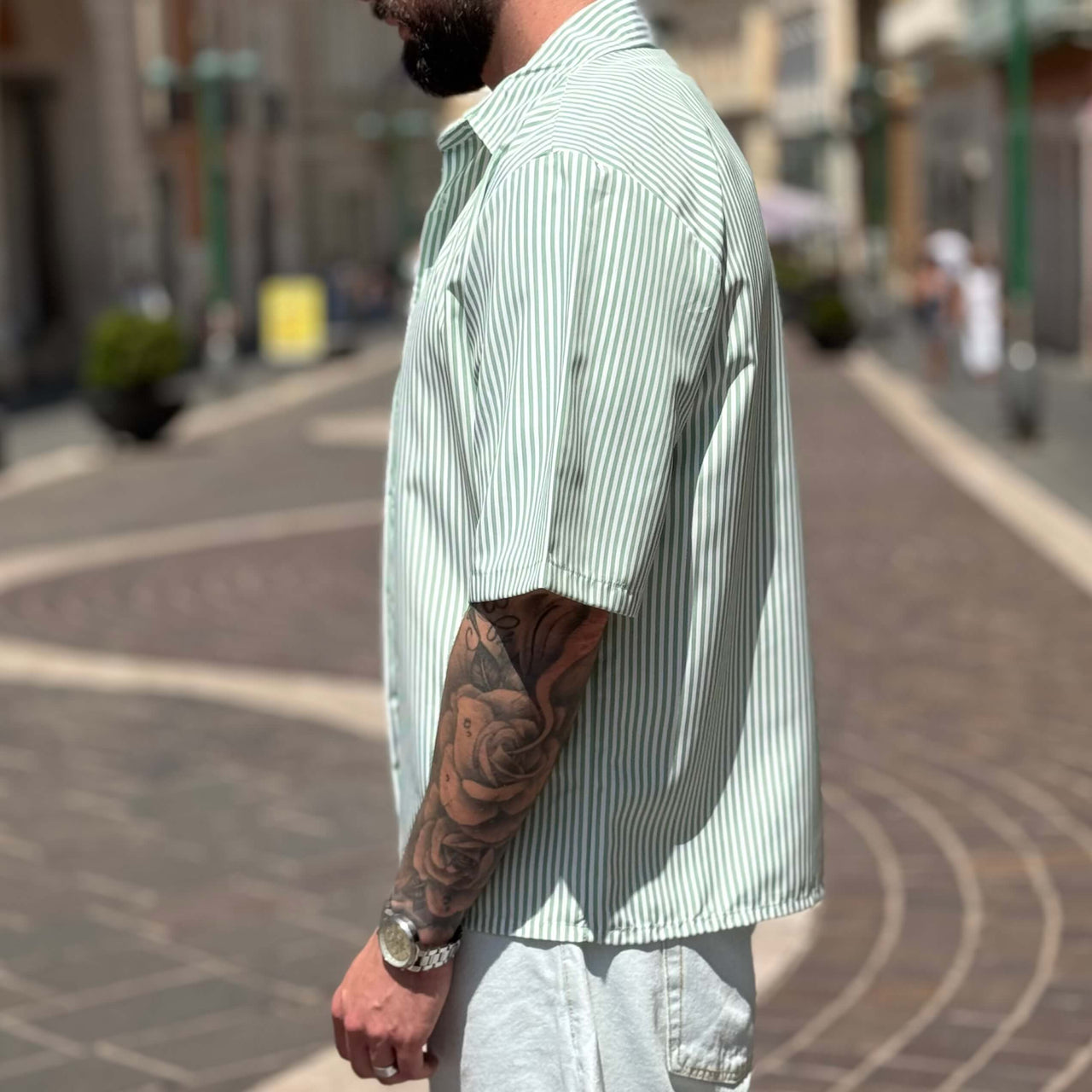 Camicia a righe boxy mezza manica