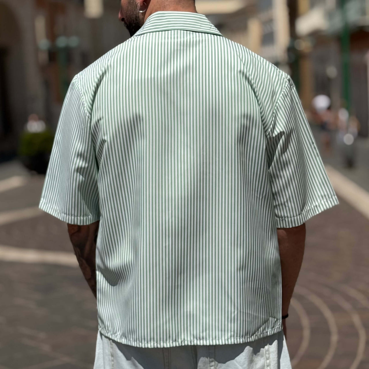 Camicia a righe boxy mezza manica