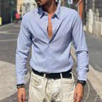 Camicia azzurra a righe - FLAG STORE