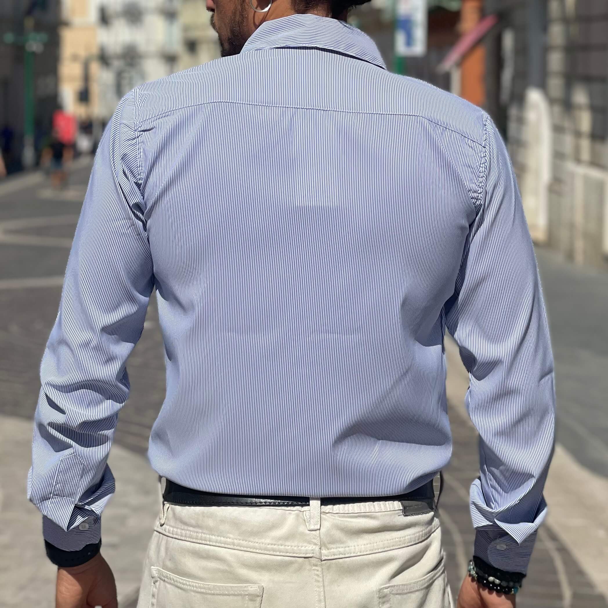 Camicia azzurra a righe - FLAG STORE