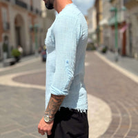 Thumbnail for Camicia azzurra con collo sfrangiato - FLAG STORE