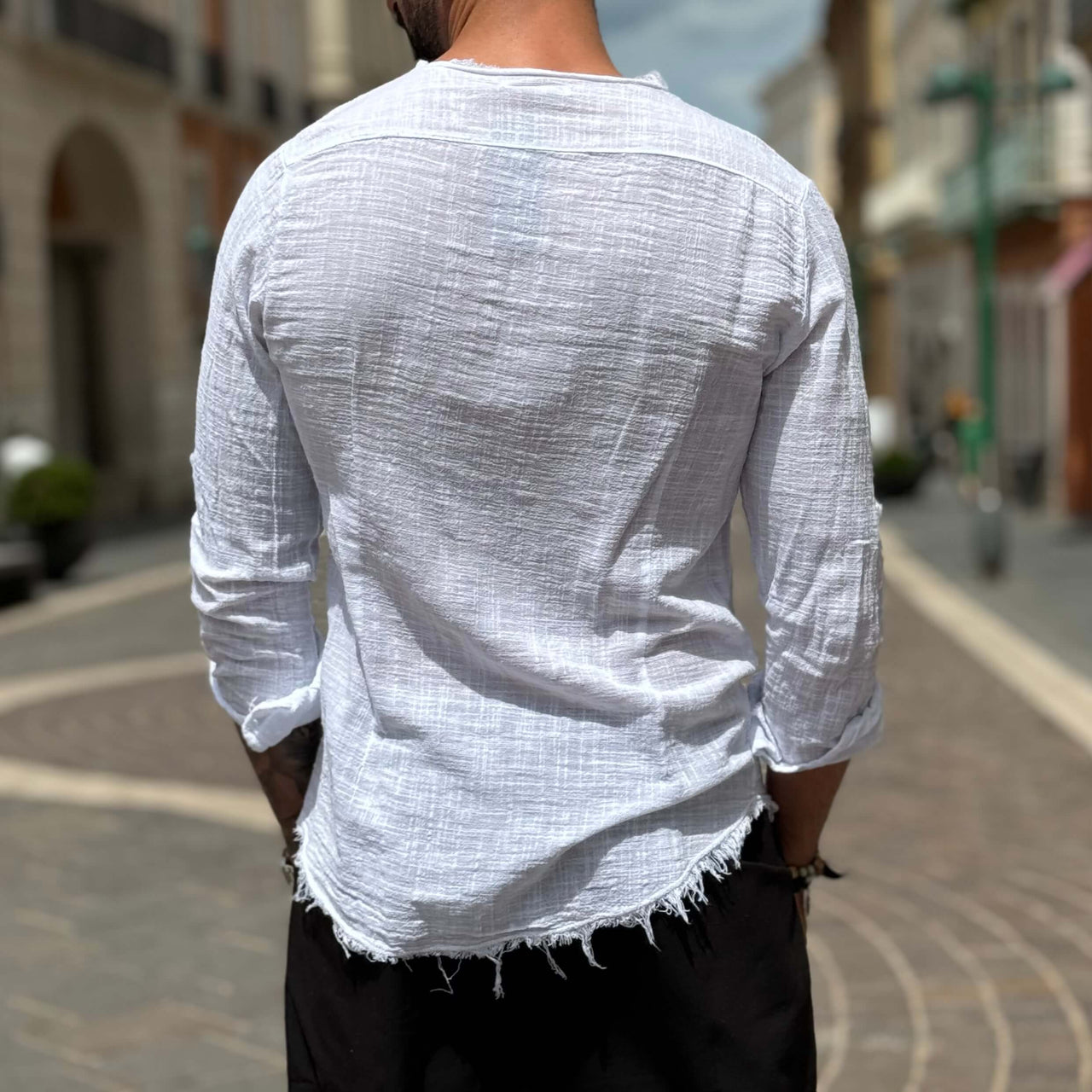 Camicia bianca con collo sfrangiato - FLAG STORE