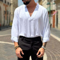 Camicia bianca morbida con scollo a V - FLAG STORE
