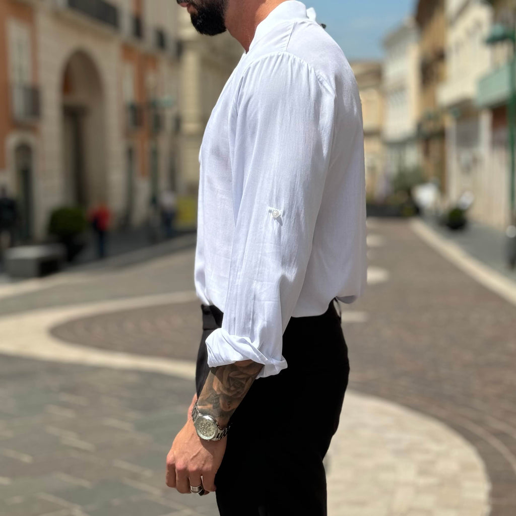 Camicia bianca morbida con scollo a V - FLAG STORE