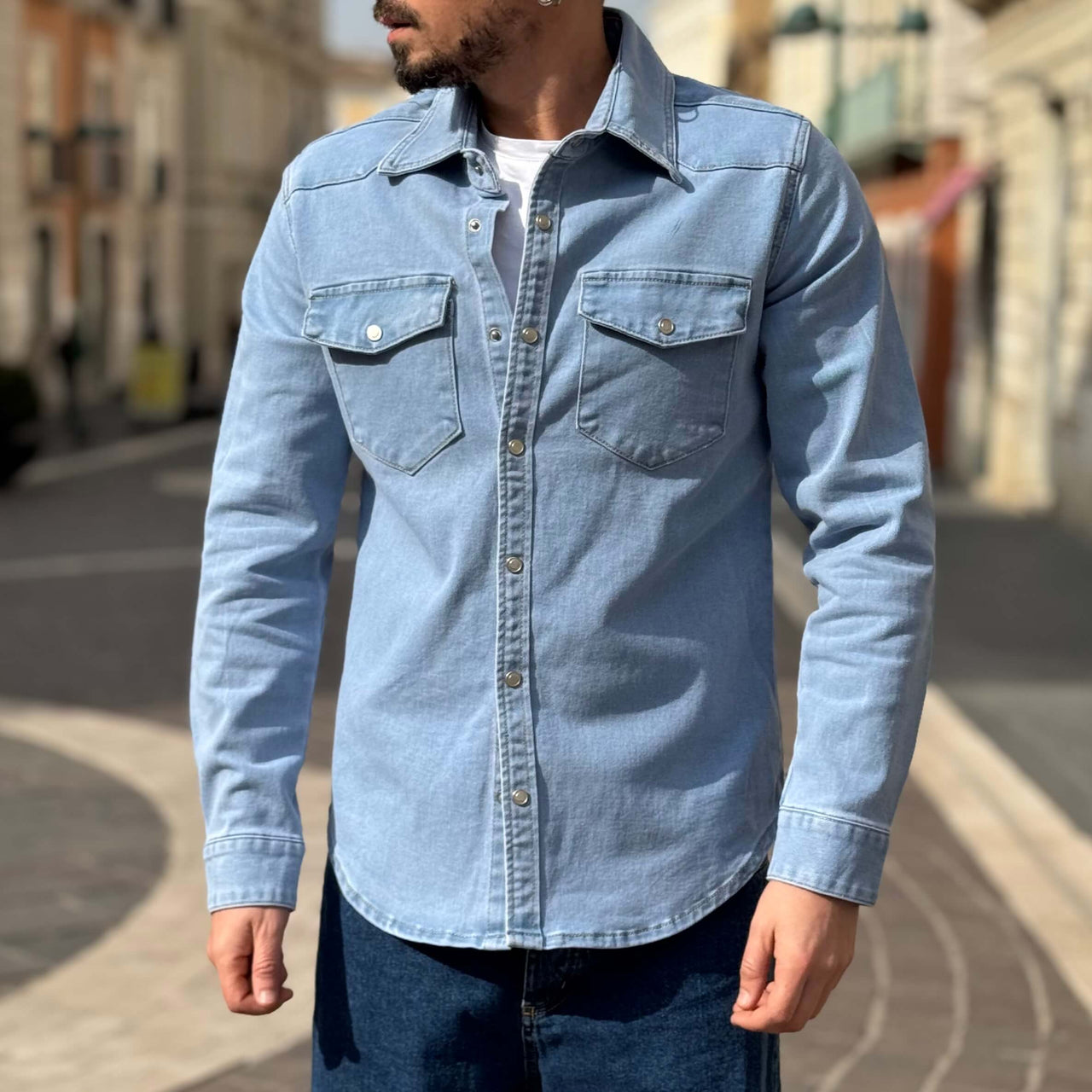 Camicia di jeans azzurro chiaro - FLAG STORE