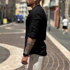 Camicia di lino Collo Coreano