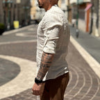 Camicia di lino Collo Coreano