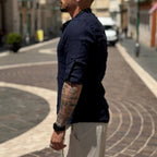 Camicia di lino Collo Coreano