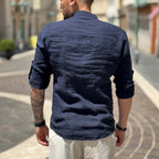 Camicia di lino Collo Coreano