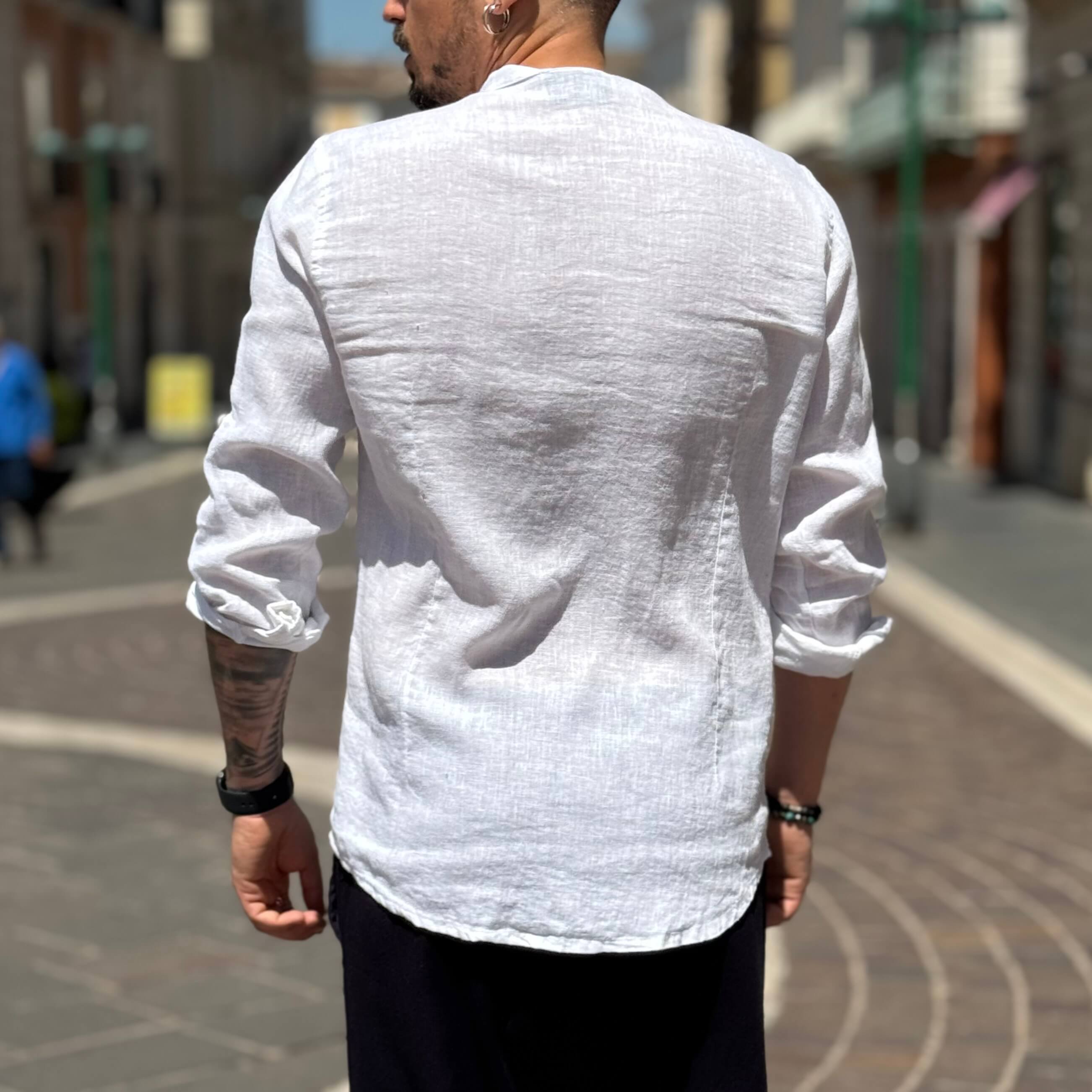 Camicia di lino Collo Coreano