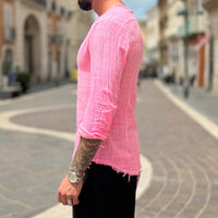 Thumbnail for Camicia fucsia fluo con collo sfrangiato - FLAG STORE