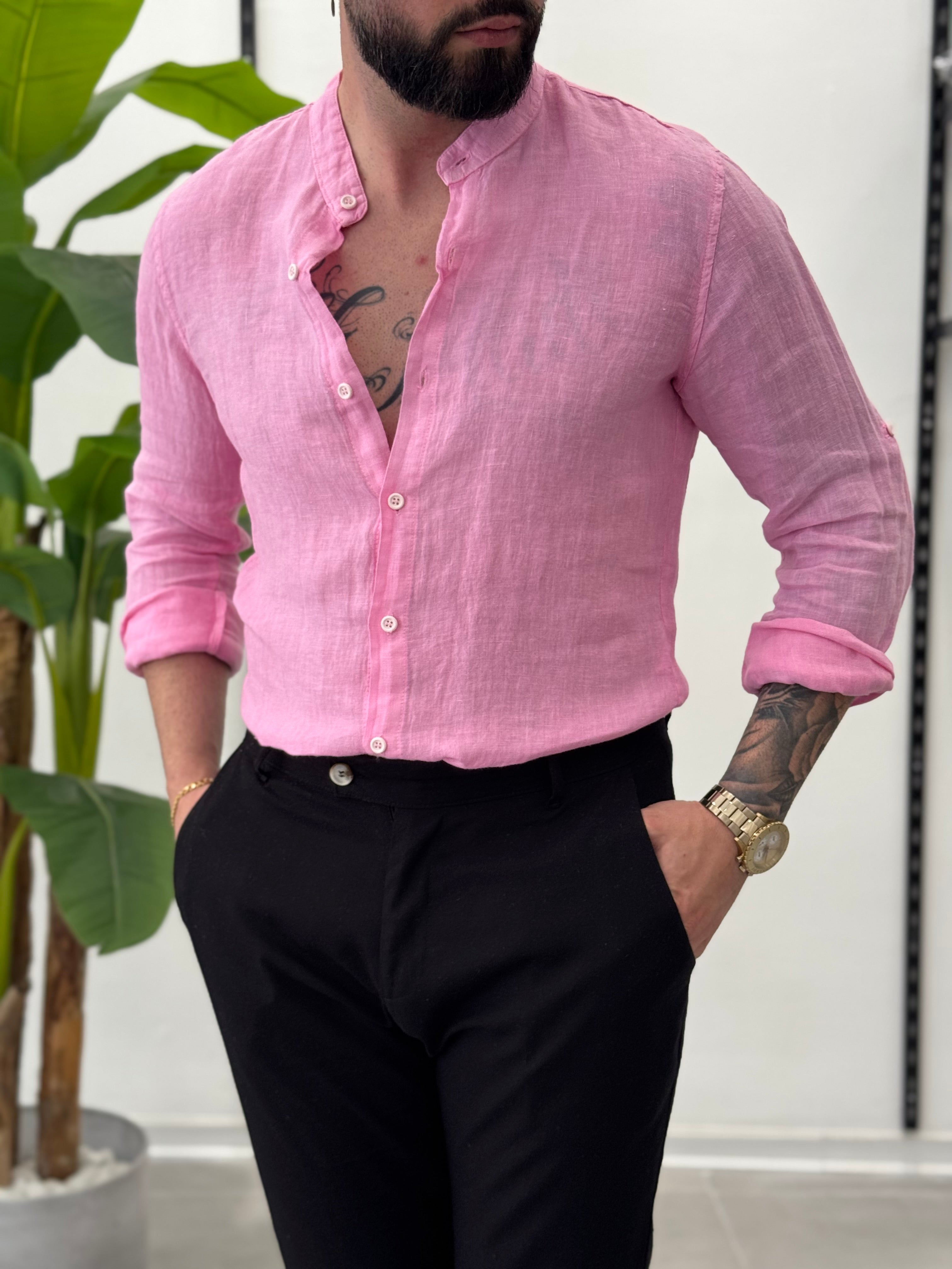 Camicia in Lino Collo Coreano Marracash