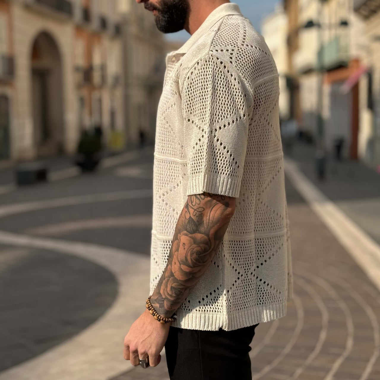 Camicia uncinetto crema - FLAG STORE