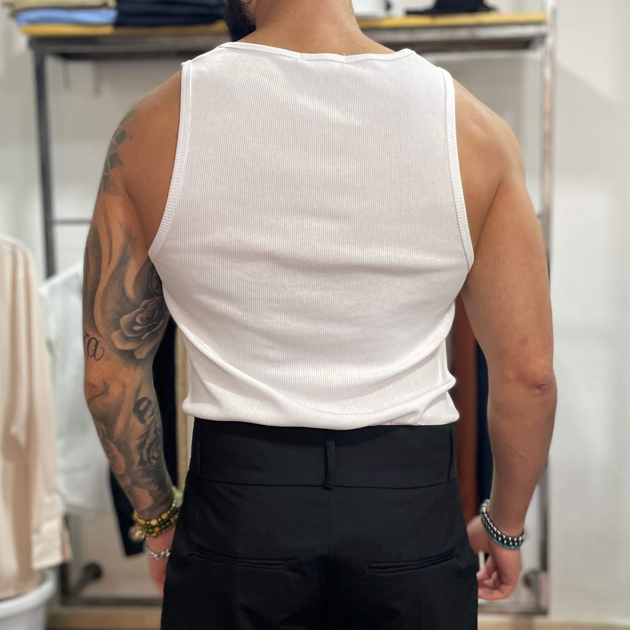 Canotta bianca a costine - FLAG STORE