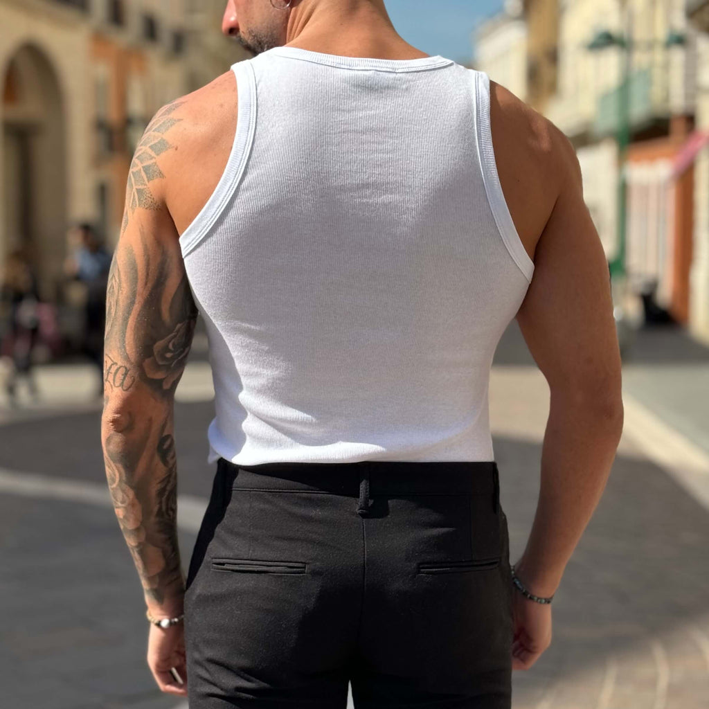 Canotta bianca a costine ZR - FLAG STORE