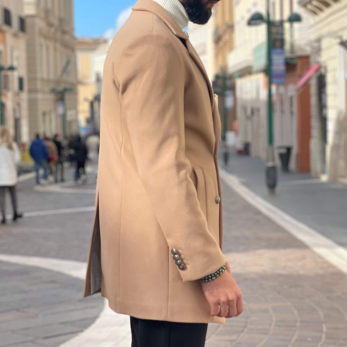 Beige double-breasted coat - FLAG STORE 