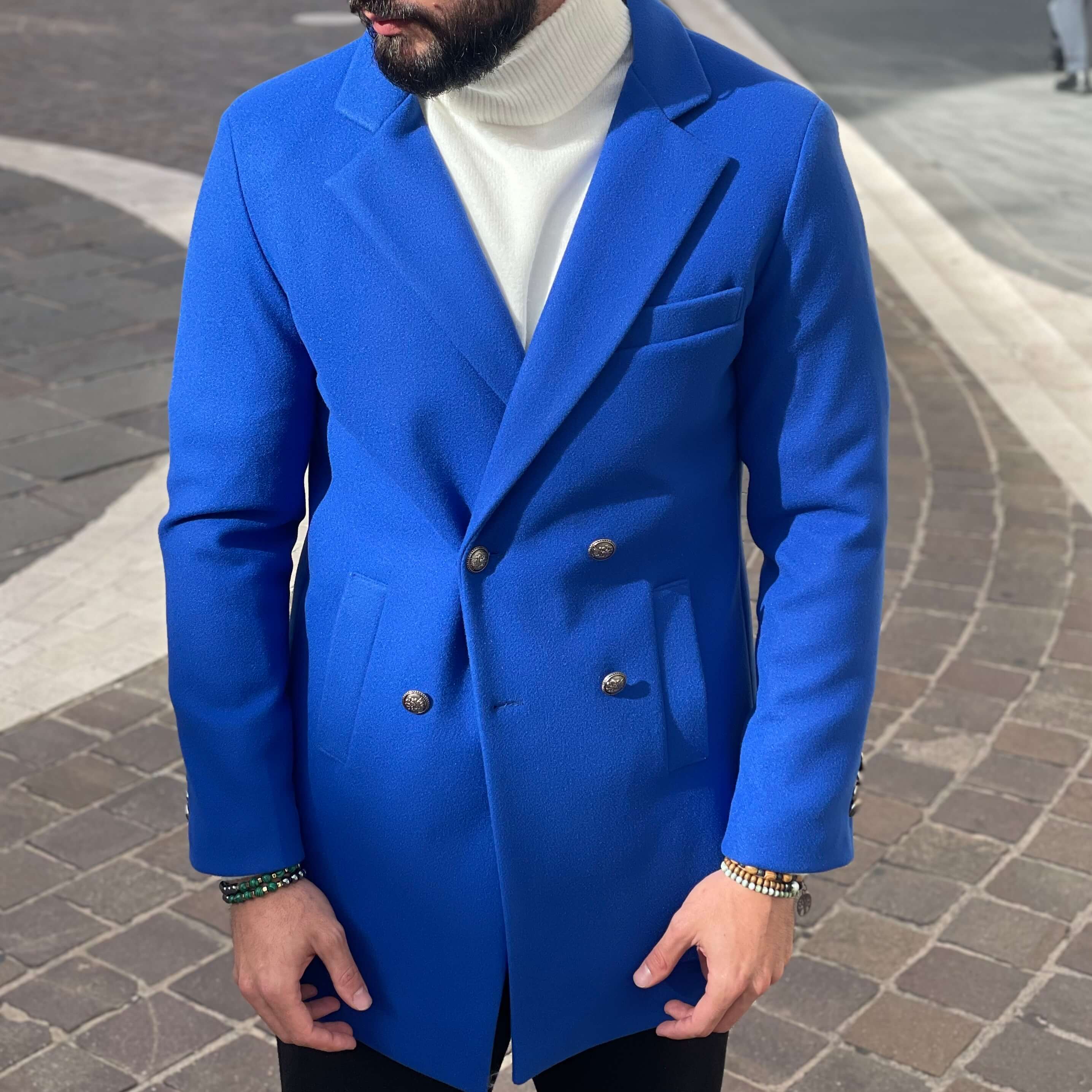 Cappotto doppio petto blu elettrico - FLAG STORE