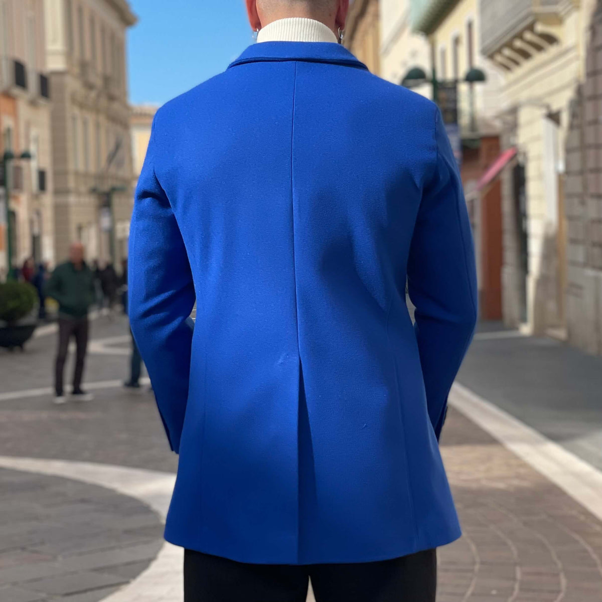 Electric Blue Double-Breasted Coat - FLAG STORE 