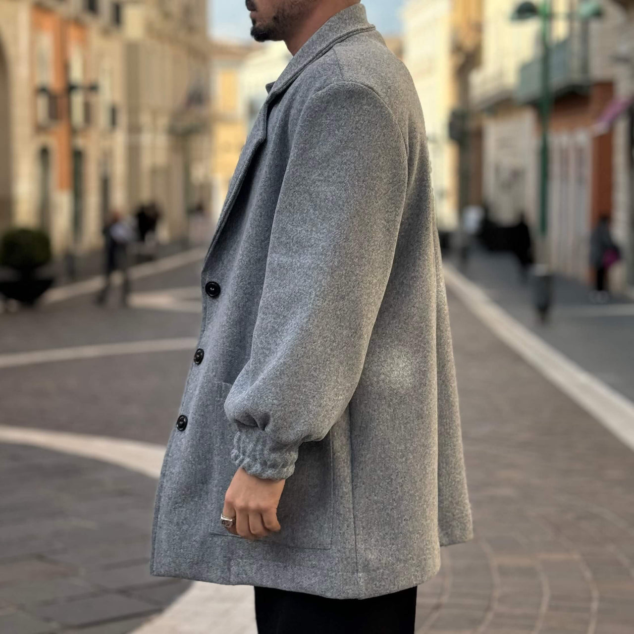 Cappotto grigio crop over - FLAG STORE