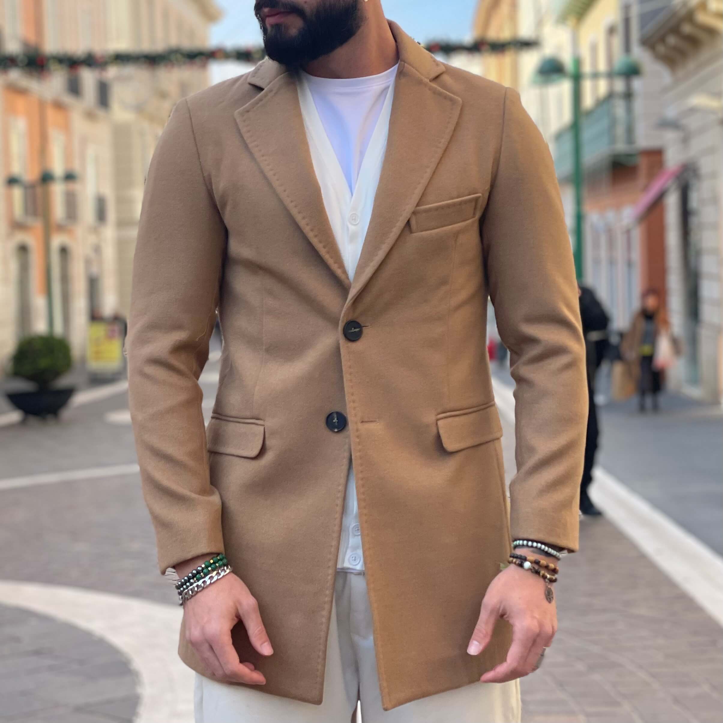Cappotto mono petto beige - FLAG STORE