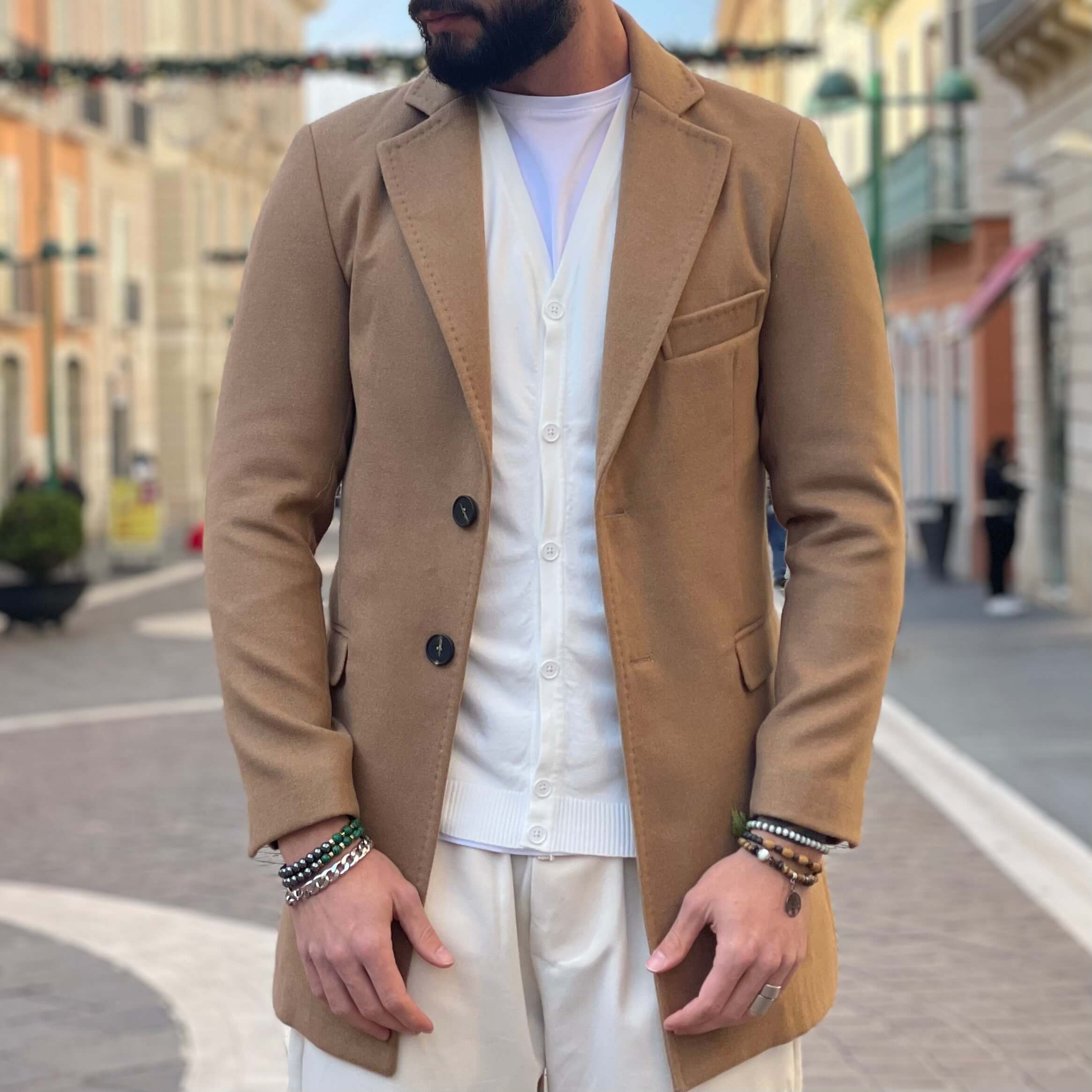 Cappotto mono petto beige - FLAG STORE