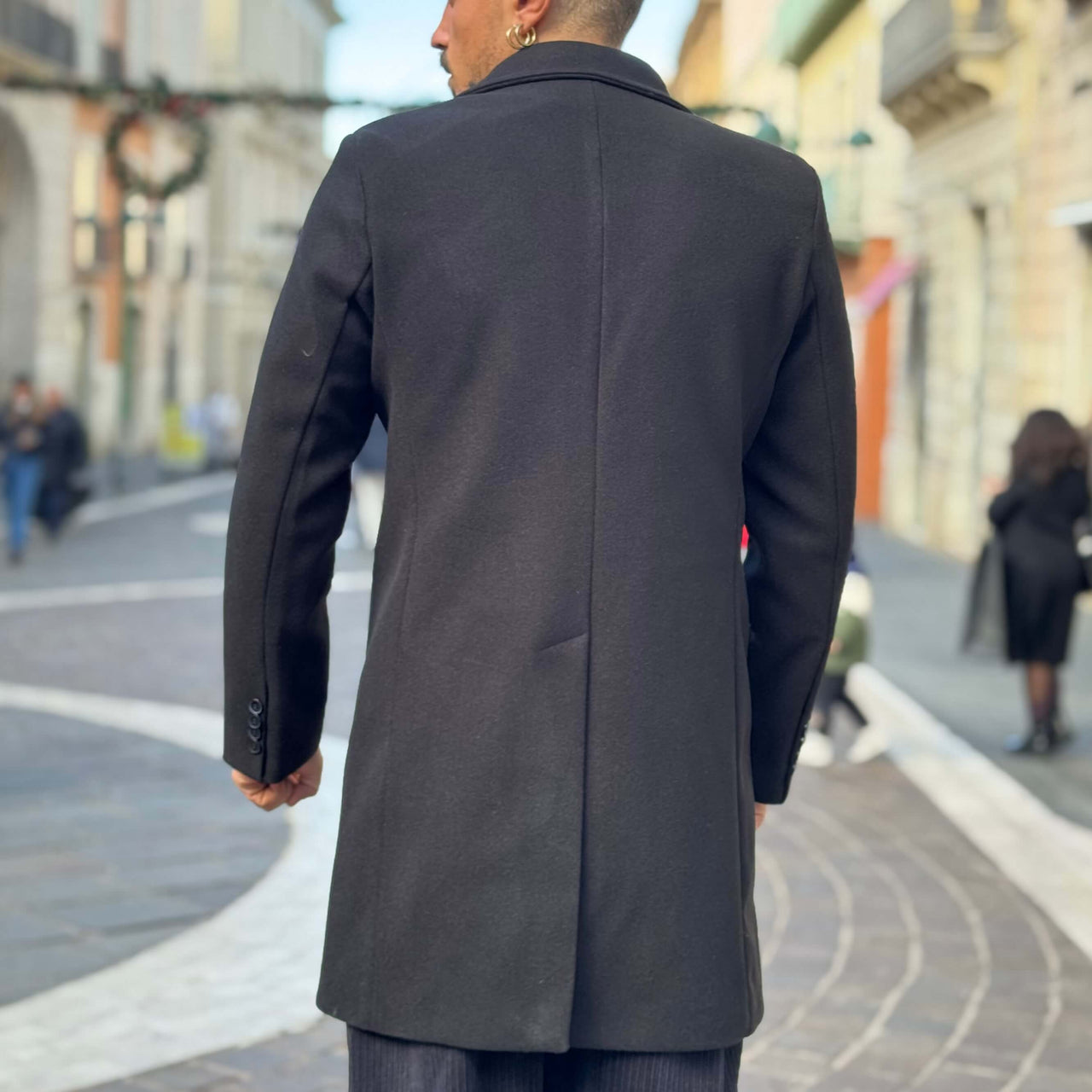 Cappotto nero mono petto Roma - FLAG STORE