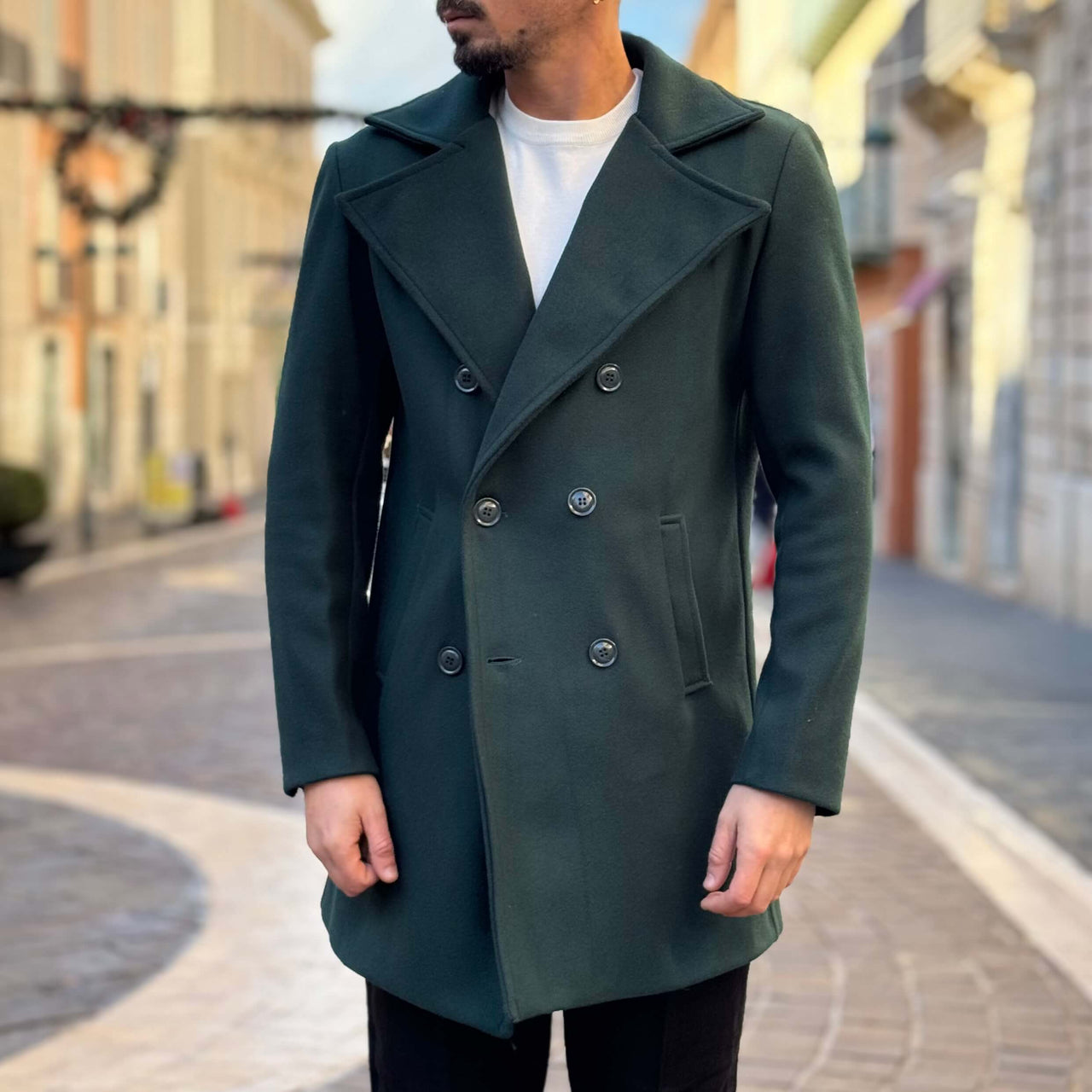 Cappotto verde doppiopetto las vegas - FLAG STORE