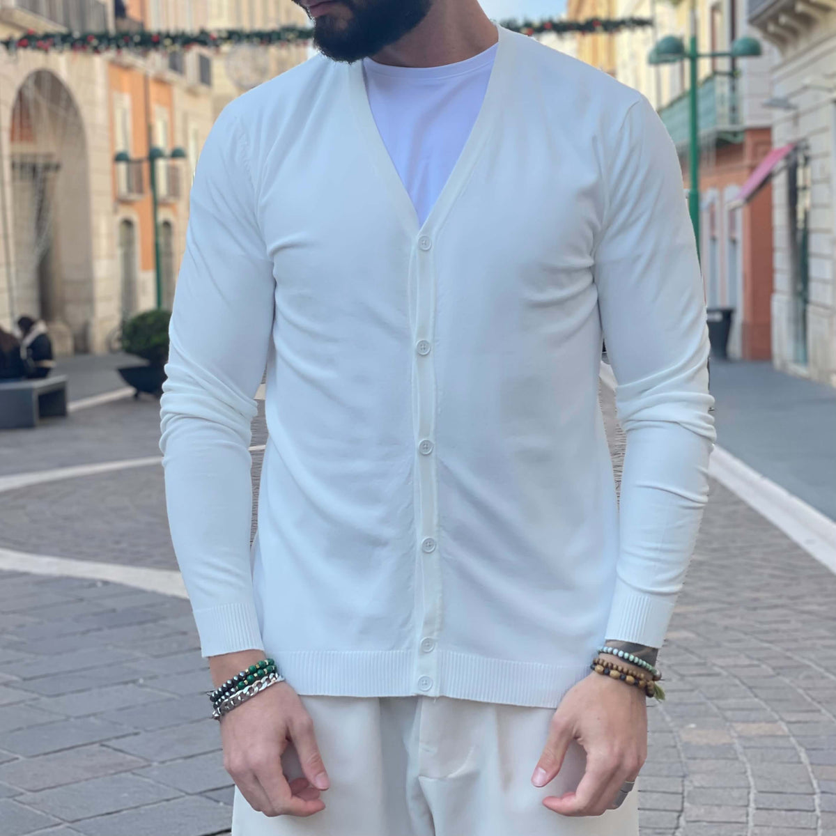 Cardigan basic bianco - FLAG STORE