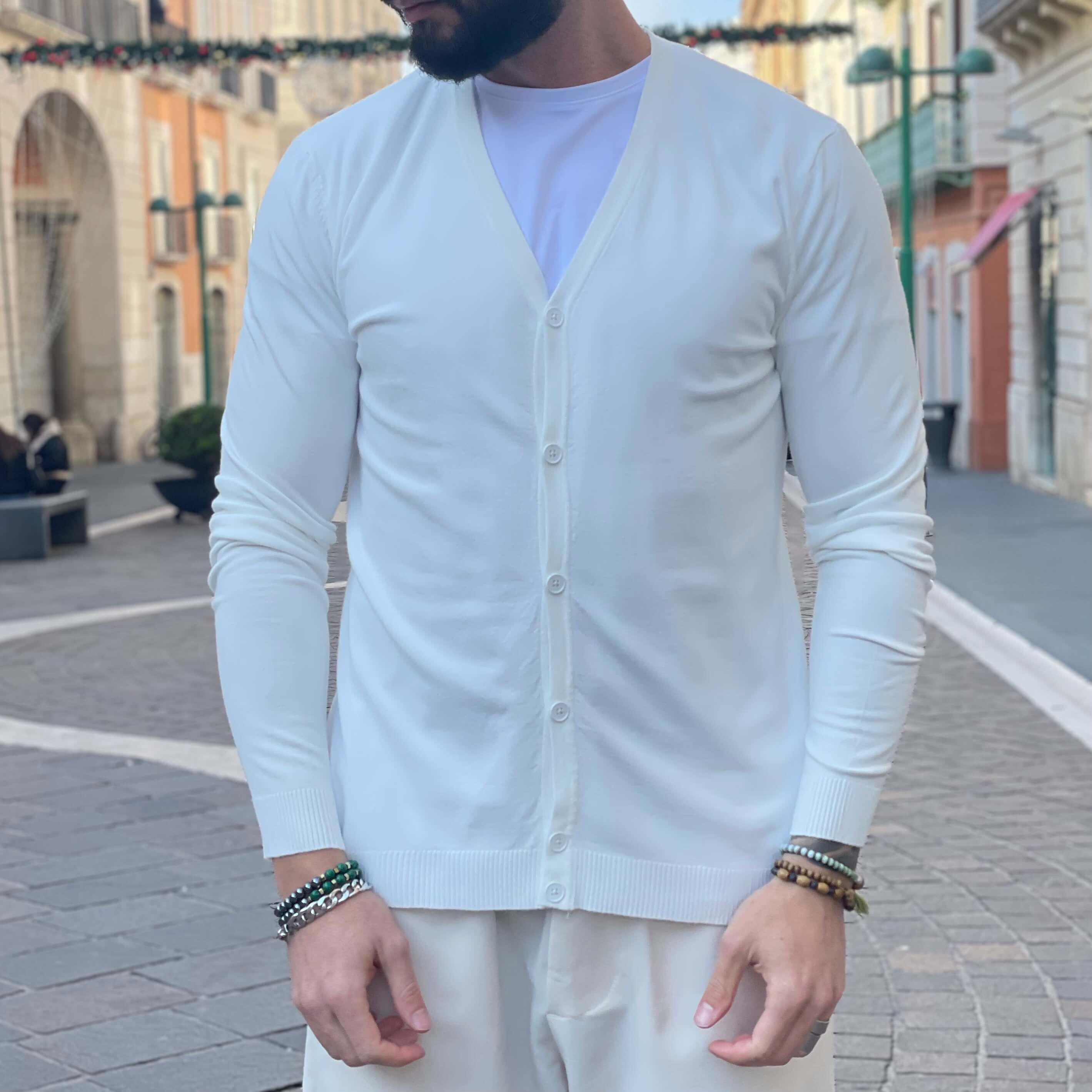 Cardigan basic bianco - FLAG STORE