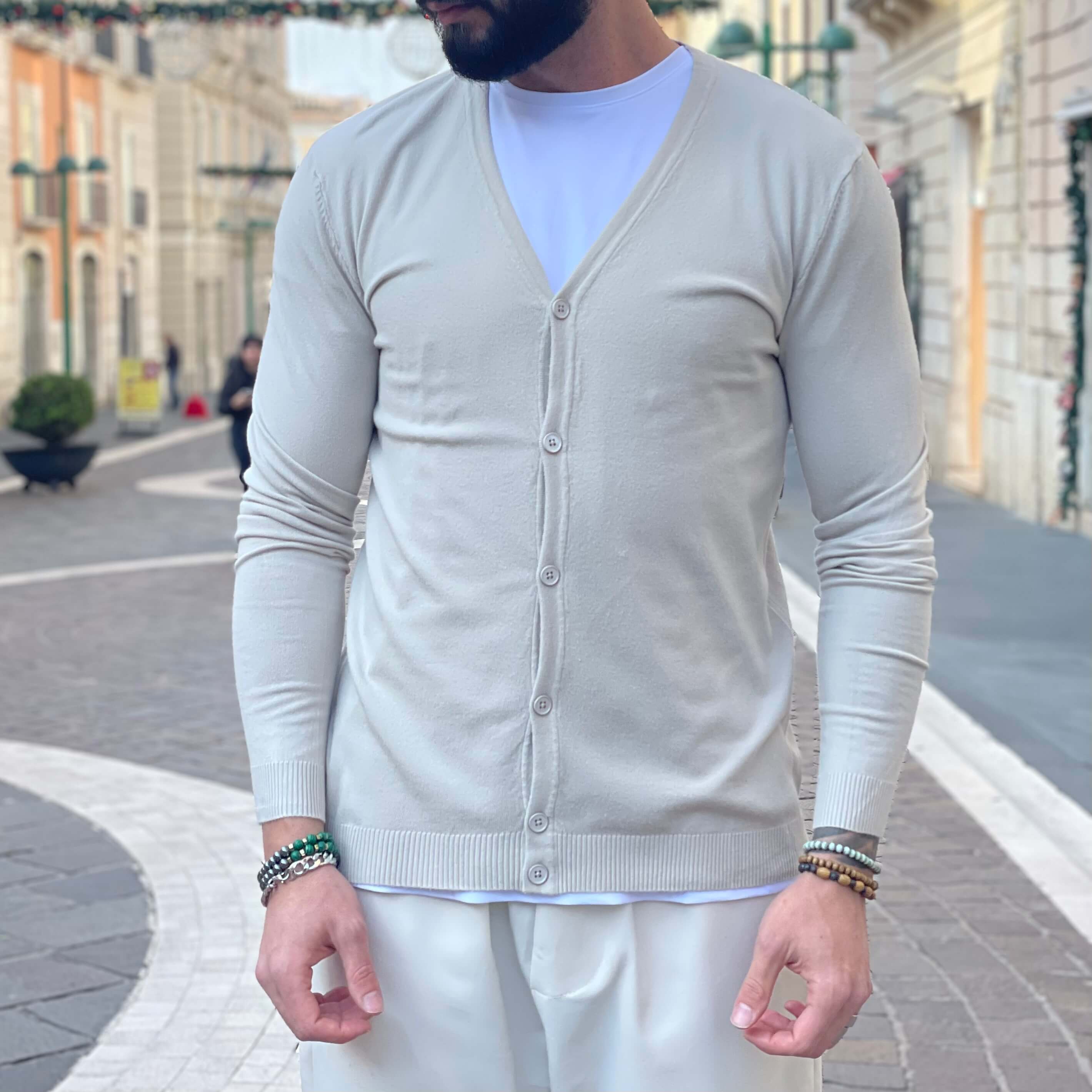 Cardigan basic tortora - FLAG STORE